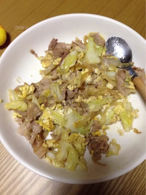 Snapdishの料理写真:豚塩麹漬けの卵と野菜のチャンプル|みんちんさん