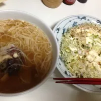 Snapdishの料理写真:鯛そうめん＆サラダ|yukari yamamotoさん