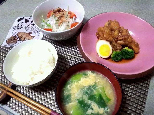 鶏のさっぱり煮　バ○勝男クンサラダ　スープ|海野知香さん