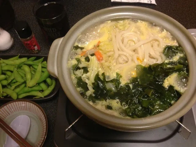 ワカメうどんと枝豆(=ﾟωﾟ)ﾉ|サソリさん