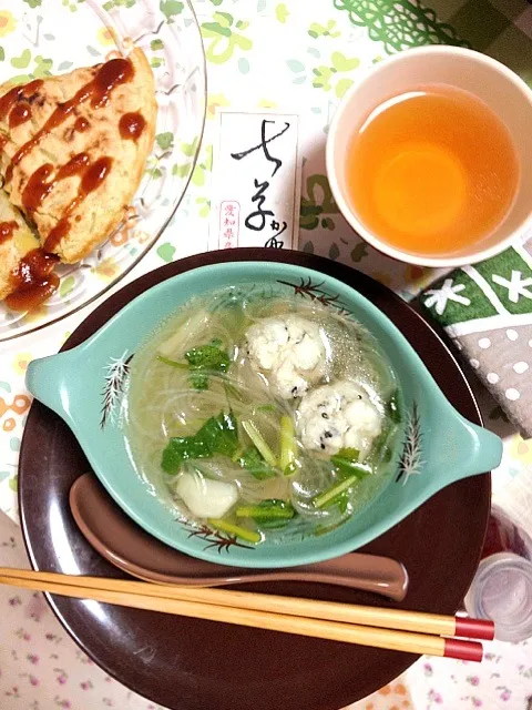 はんぺん鶏ゴマだんごの春雨スープ|まりこさん