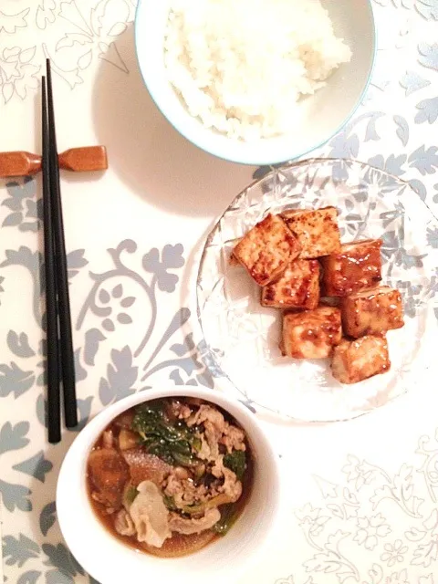 大根と豚肉の炊いたん・豆腐の味噌ステーキ♡|まなみ♡さん