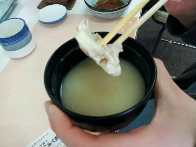 Snapdishの料理写真:フグ食べ放題バスツアーお味噌汁|シェリリンさん