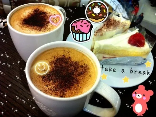 hot mocha,strawberry cheese cake&banoffee cake|꒰✾꒱˚°꒰ben꒱°˚꒰✾꒱さん