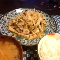 豚ともやしの塩だれ定食|いかちゃん415さん