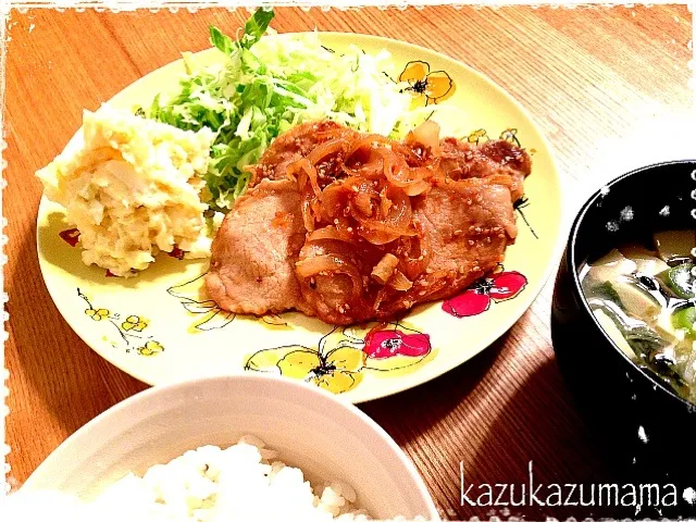 生姜焼き定食♪(๑ᴖ◡ᴖ๑)♪|kazukazumamaさん