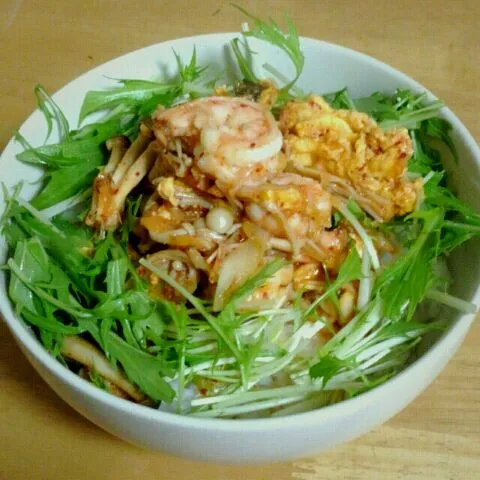 ★エビときのこのキムチ丼|＊胡蝶＊さん