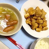 鶏肉の柔らか煮とコンソメスープ|はるかさん