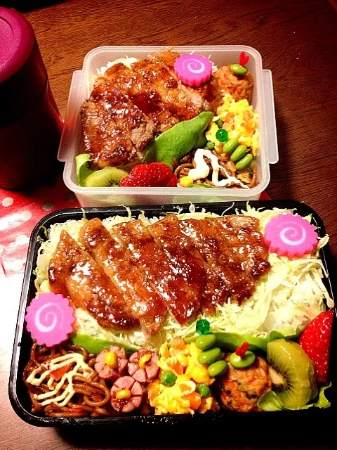 Snapdishの料理写真:トンテキな弁当(2013/1/11)|まさまささん