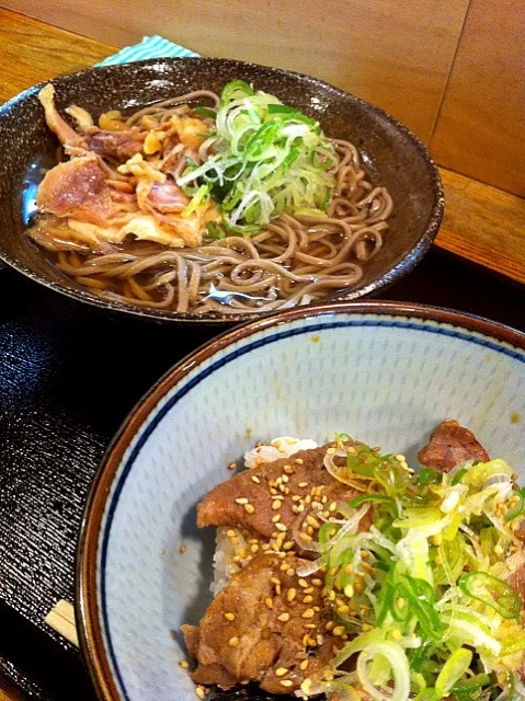 かぶり丼肉そばセット@河北や(神田錦町)|塩豚骨さん