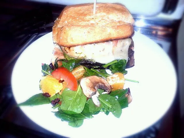 Snapdishの料理写真:chicken pesto sandwich, with a cranberry orange spinach salad|Shayla Merckさん