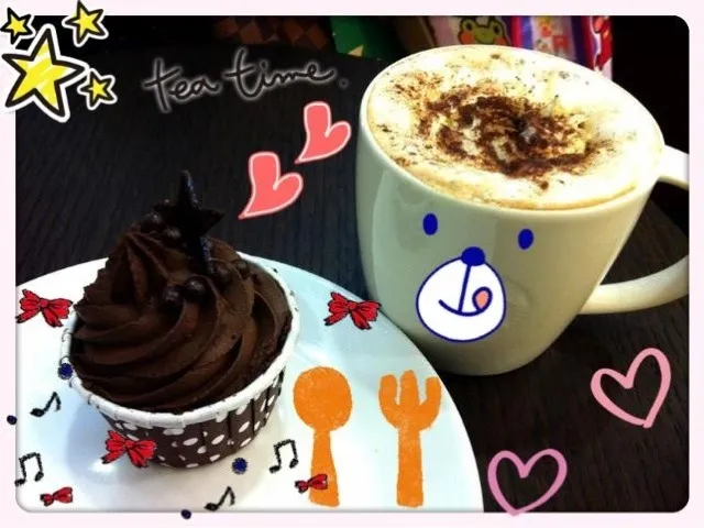 cup cake chocolate&hot mocha|꒰✾꒱˚°꒰ben꒱°˚꒰✾꒱さん