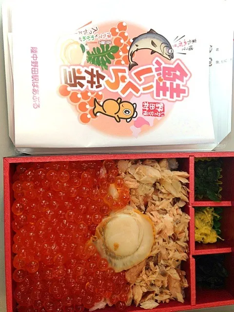 Snapdishの料理写真:出来たてが並ばず買えたので、これにした（≧∇≦）鮭いくら弁当|hazukiさん