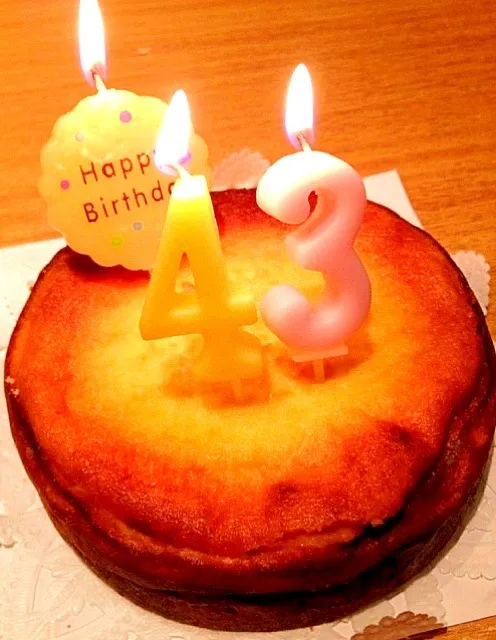 ii Happy Birthday ii  ベイクドチーズケーキ(^-^)/|みにさん