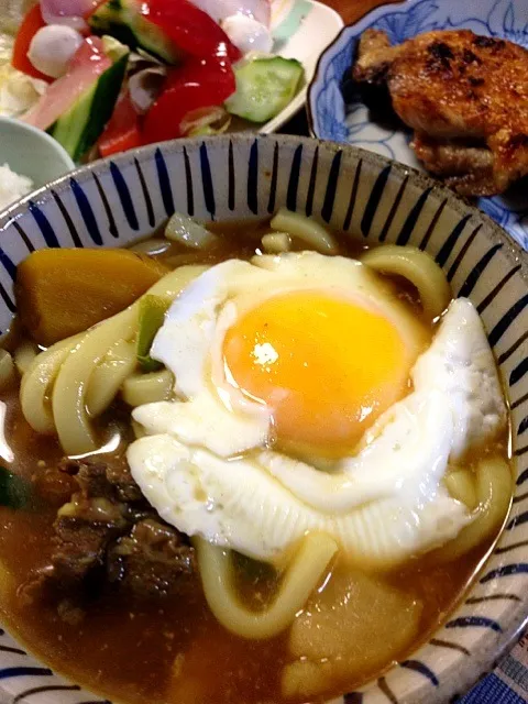 やっとゼミから帰宅の息子ご飯        (￣▽￣)|くめさん