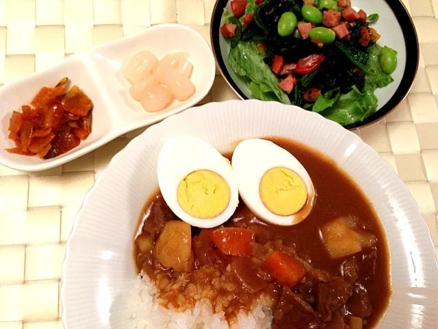 夕飯〜 カレー ほうれん草のホットサラダ 〜|美羽さん