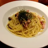 Snapdishの料理写真:ベーコンとキノコのバター醤油パスタ|りささん