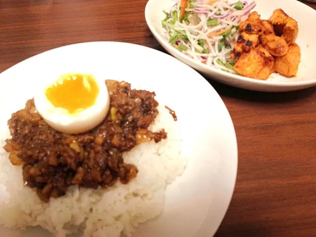 根菜ドライカレーとタンドリーチキン|あやかさん