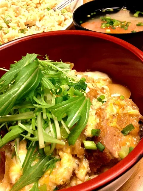 ヒレかつ丼 ・ 塩麹汁 ・ マカロニツナサラダ|ちえさん