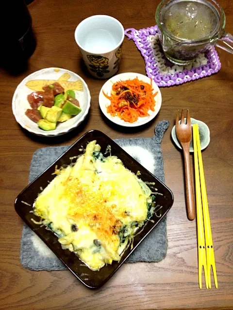 Snapdishの料理写真:ほうれん草とチキンのペンネのグラタン|ありたさん