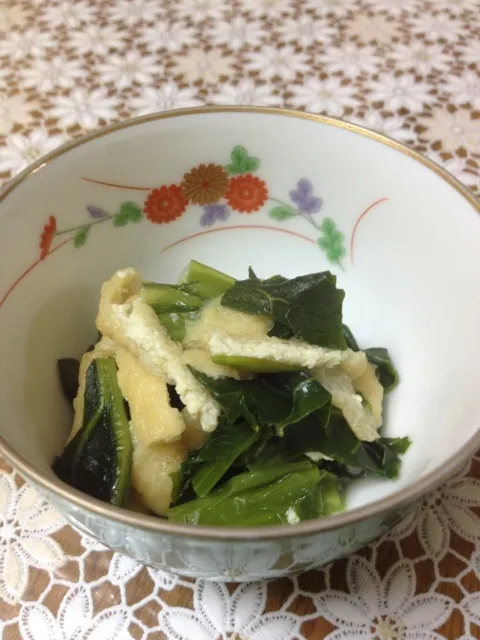 Snapdishの料理写真:京菜と油揚げの炒め煮|カフェアジアンさん