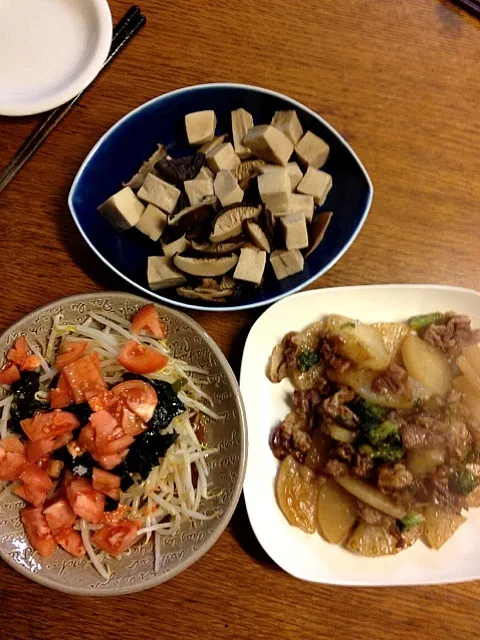 ★豚と大根の炒め煮★高野豆腐と椎茸の炊いたん★もやしサラダ|三宅 里美さん