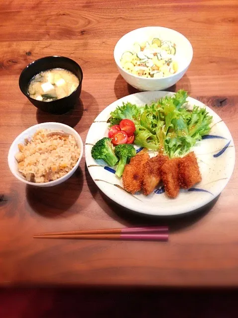 炊込みご飯と豚カツ|藤原早苗さん