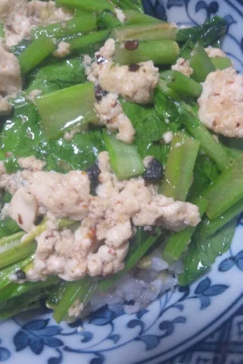 豆腐と蕪菜のトウチ炒めピリ辛丼|ふせんさん