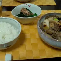 肉豆腐とほうれん草のおひたし|針生信治さん