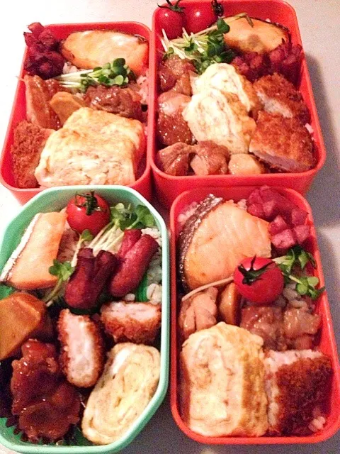 Snapdishの料理写真:おはようございます♡  四人のお弁当|りんさん