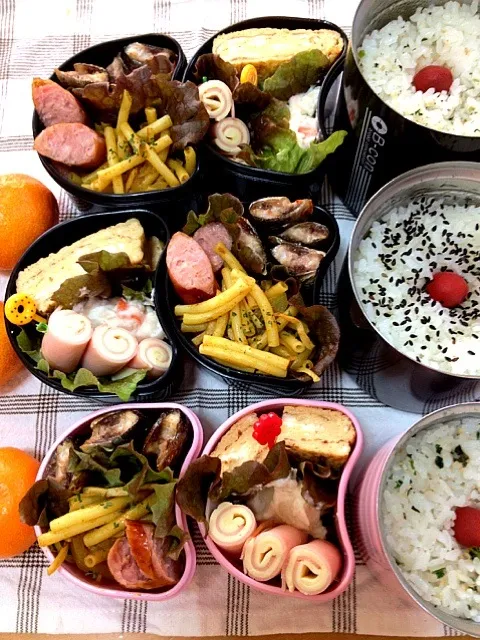 Snapdishの料理写真:３人弁当🍀|chyawaさん