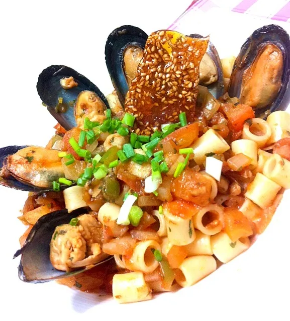 Pasta with scallops n mussels|shirlynさん