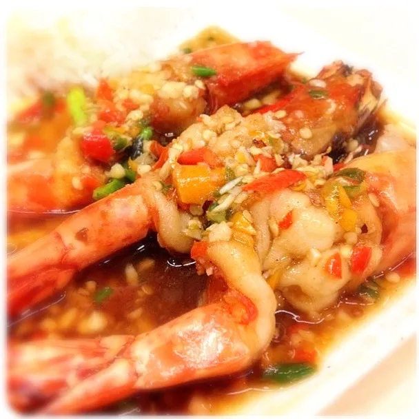 Chili Shrimp กุ้งผัดพริกขี้หนูสวน|@bangkokさん