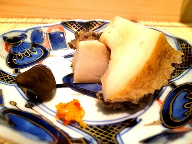 Boiled abalone & liver with yuzu kosho from Kyushu|willzさん