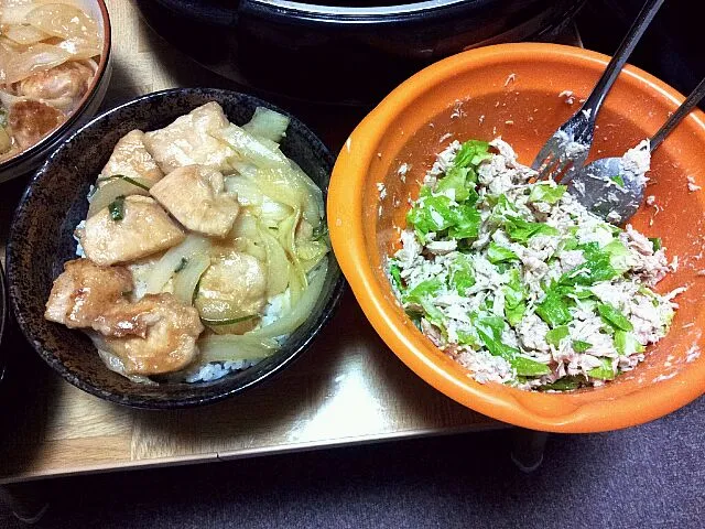 トリマヨポン丼とチキンサラダ|ラフトさん