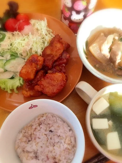 鶏肉のケチャップ醤油炒め定食|水野愛日(ミズノマナビ)さん