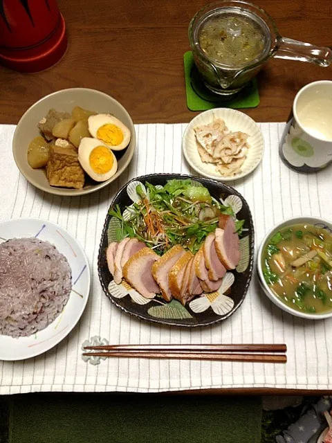 合鴨のスモークの晩ご飯|ありたさん