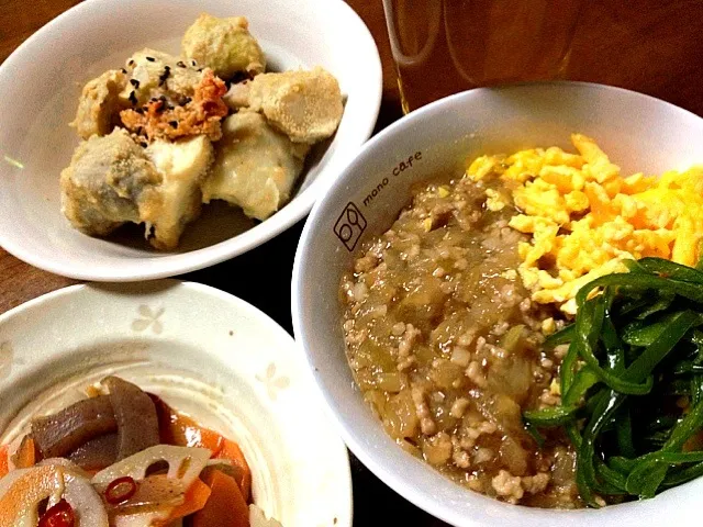 三色そぼろあんかけ丼|いちこさん