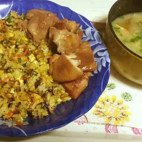 高菜チャーハン、照り焼きチキン|なつさん