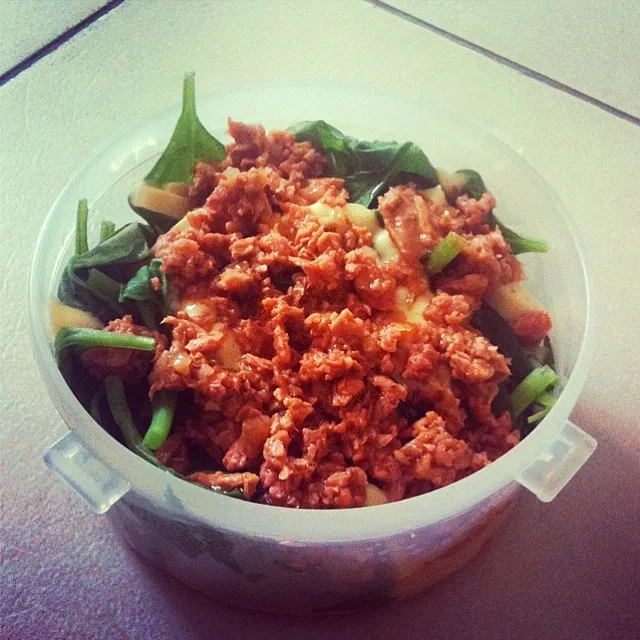 Spicy Tuna Spinach with cheese|andcellyさん