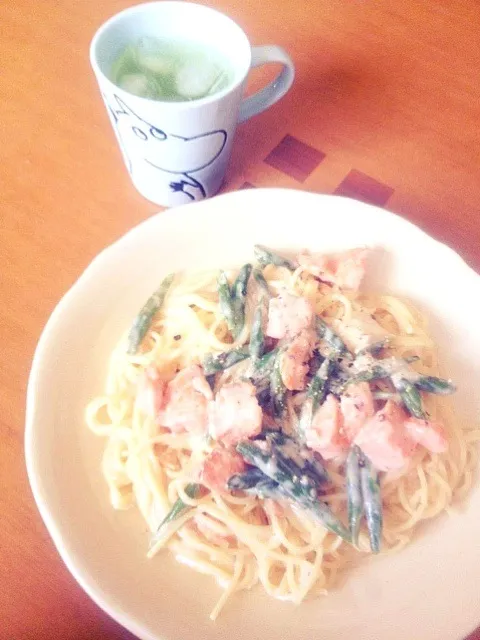 鮭とインゲンの味噌クリームパスタ|さおりさん