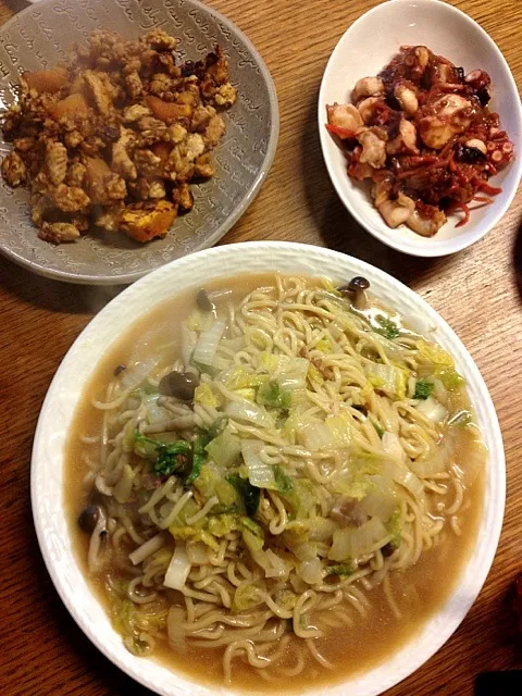 ★昨日の角煮で残ったスープで作った焼きそば★鶏ひき肉とかぼちゃの炒めもん★タコだけ焼き|三宅 里美さん