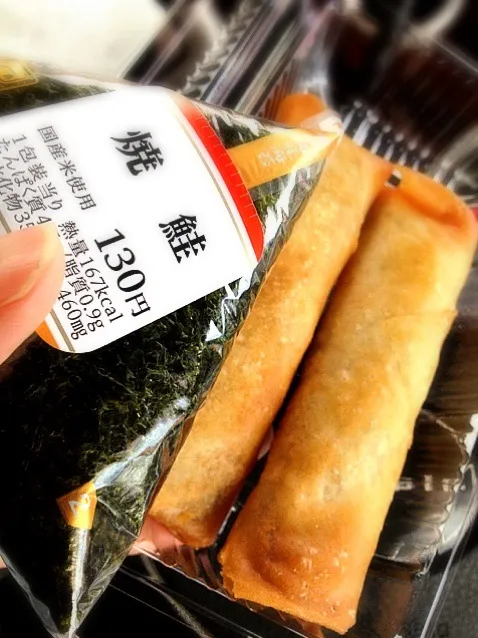 昼は、サークルＫの春巻二本で１００円と鮭のおにぎり|ハルさん