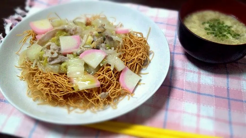 皿うどん、生姜スープ|まりあさん