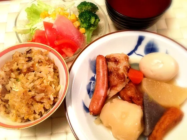 夕飯〜 すき焼きおじや おでん サラダ 〜|美羽さん