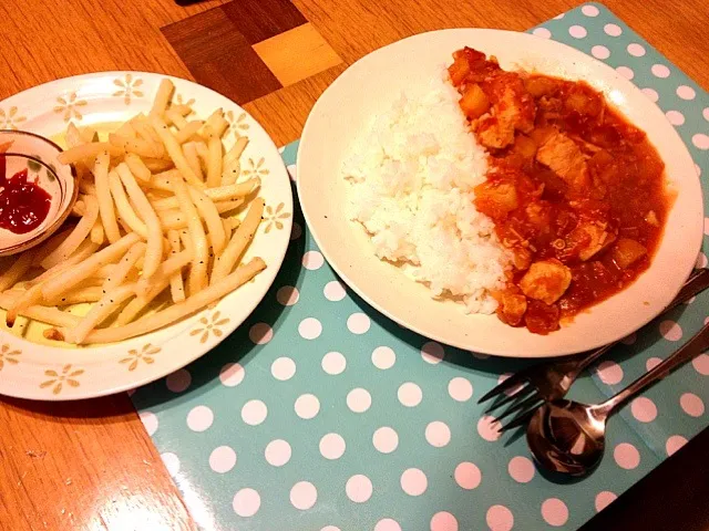 チキンと野菜のトマト煮、ポテト|なおさん