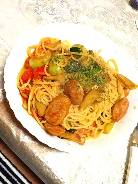 あまりものトマトパスタ|やすさん