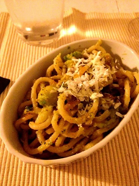 Snapdishの料理写真:Pici con bottarga e cavolini di bruxelles|gherardo flendaさん