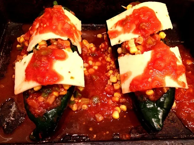 Stuffed pasilla chilies...ready for the oven!|Danielle Albertsonさん