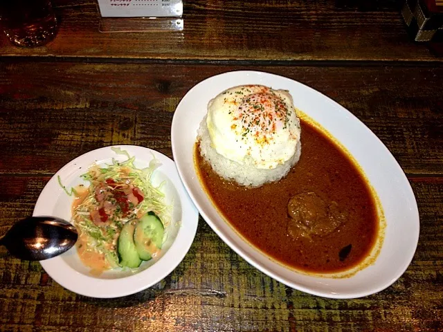 スリランカカレー トッピング(目玉焼き一個）ミニサラダ付き|とっしーさん